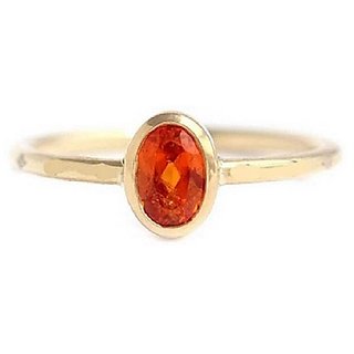                       100% Original Hessonite Stone 6 Ratti Lab Certified Stone Gold Plated Ring by CEYLONMINE                                              