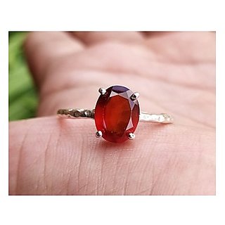                       100% Real 6.25 Ratti Hessonite Silver Ring for astrological purpose by CEYLONMINE                                              