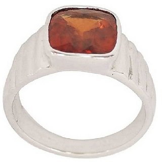                       6.25 Ratti Natural IGI Lab Certified Hessonite Stone silver Ring By CEYLONMINE                                              