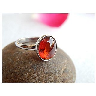                       Natural Hessonite Stone 6.25 Ratti silver Ring Original Lab Certified By CEYLONMINE                                              