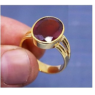                       Hessonite Ring Natural Stone 7 Carat Gold Plated RingBy CEYLONMINE                                              