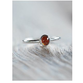                       Hessonite Ring Stone 7 Ratti Silver RING Natural Stone By CEYLONMINE                                              