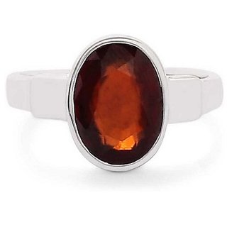                       100% Original Hessonite Stone Lab Certified 7 Ratti Silver Ring by CEYLONMINE                                              