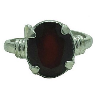                       Original Natural Certified Hessonite 7 Carat Adjustable Silver Ringby CEYLONMINE                                              