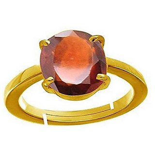                       Hessonite Stone 7 Ratti Adjustable Gold Plated Ring for Men & Womenby CEYLONMINE                                              