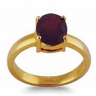                       7.5 Ratti Hessonite Gold Plated Ring With Certified Gomed Stone by CEYLONMINE                                              