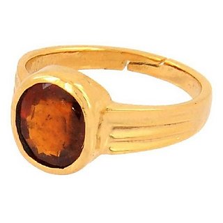                       100% Original Hessonite Stone Lab Certified Stone 7.5 Ratti Gold Plated Ring by CEYLONMINE                                              