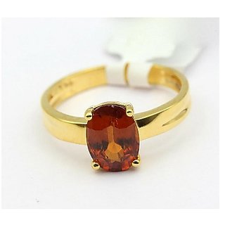                       Original Natural Certified Hessonite 7.25 Carat Adjustable Gold Plated Ringby CEYLONMINE                                              