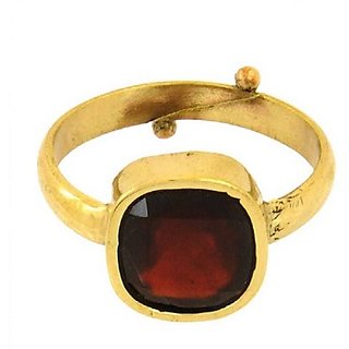                       100 Original Certified Stone 7.25 Carat Hessonite Gold Plated Ring By CEYLONMINE                                              