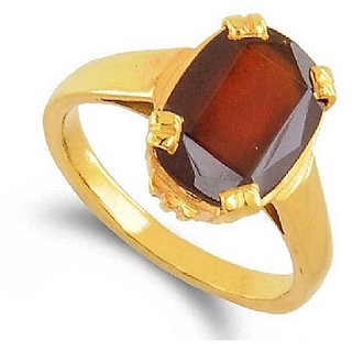                       Hessonite Natural & Unheated Stone  10 Ratti Gold Plated Ring by CEYLONMINE                                              