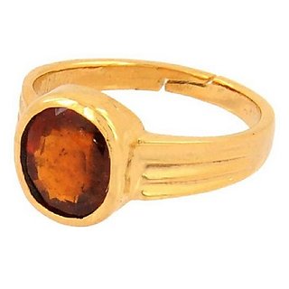                       100% Original Hessonite Stone Lab Certified Stone 10 Ratti Gold Plated Ring by CEYLONMINE                                              
