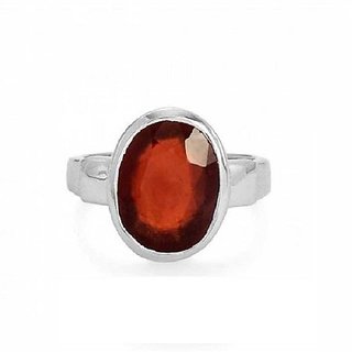                       Natural Hessonite Stone 10.5 Ratti 100 Certified Silver Ring By CEYLONMINE                                              