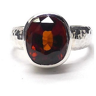                       Natural & Unheated Stone 10.5 Ratti Hessonite Silver Ring by CEYLONMINE                                              