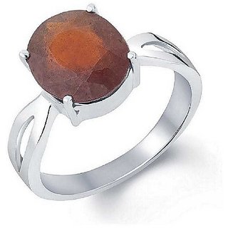                       Natural Hessonite Stone 11 Ratti 100 Certified Silver Ring By CEYLONMINE                                              