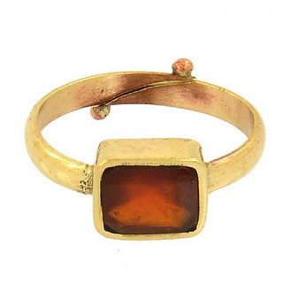                       Hessonite  ADJUSTABLE 11 Carat  Gold Plated Ring By CEYLONMINE                                              