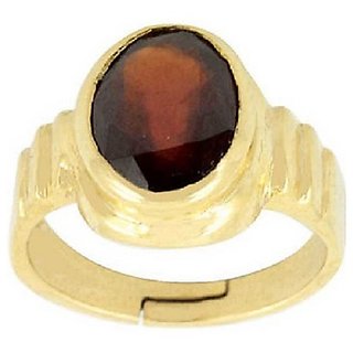                       Hessonite ADJUSTABLE Gold Plated RING 11 RATTI By CEYLONMINE                                              