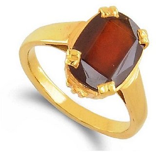                       Hessonite Natural & Unheated Stone  11 Ratti Gold Plated Ring by CEYLONMINE                                              