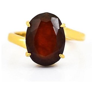                       Hessonite Ring Natural Unheated Stone 11.5 Carat Gold Plated Ring By CEYLONMINE                                              