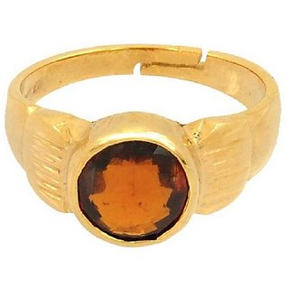                       Natural and Eligent Hessonite Gemstone 11 Carat Gold Plated Ring by CEYLONMINE                                              