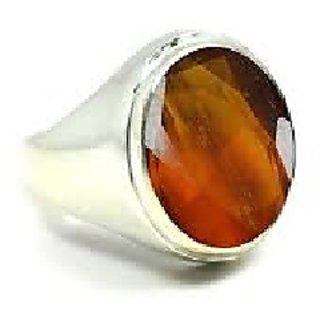                       Hessonite Stone 12 Ratti 100 Certified Silver Ring By CEYLONMINE                                              