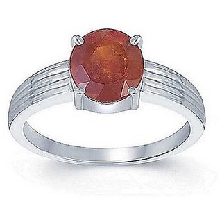                       Natural Hessonite Stone Lab Certified Silver 12 Carat Ring BY CEYLONMINE                                              