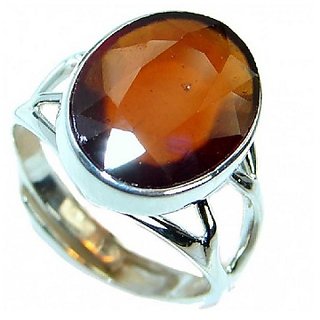                       Hessonite Ring with 100% Original 8 Ratti Lab Certified Silver Ring by CEYLONMINE                                              