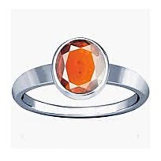                       Natural and Eligent Hessonite Stone 12.5 Carat Silver Ring by CEYLONMINE                                              