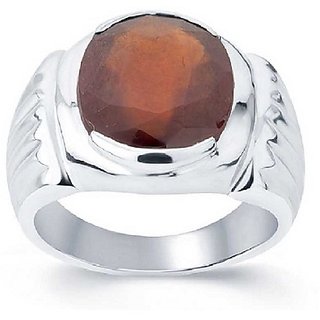                       8 Ratti Hessonite Silver Ring With Certified Astrological Stone by CEYLONMINE                                              