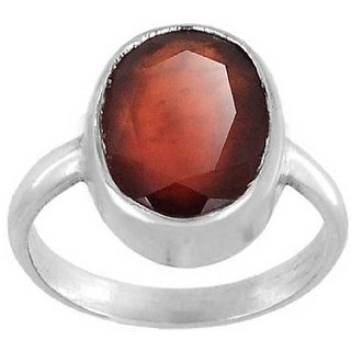                      Certified Hessonite 8 Carat Astrological Stone Silver Ring By CEYLONMINE                                              