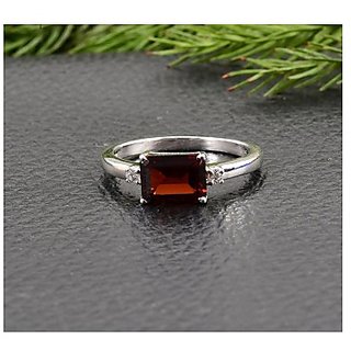                       Natural & Unheated Stone 8 Ratti Hessonite silver Ring by CEYLONMINE                                              
