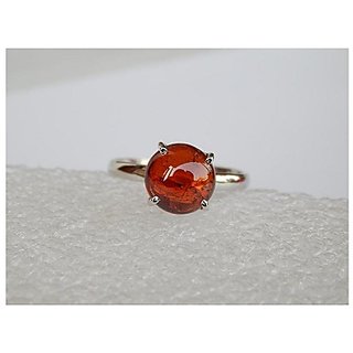                       Hessonite Stone Lab Certified silver 12.5 Carat Adjustable Ring BY CEYLONMINE                                              