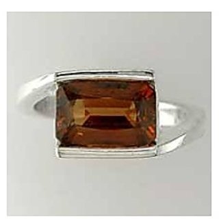 12.25 Carat IGI Lab Certified Hessonite(Gomed) Stone Silver Ring by CEYLONMINE