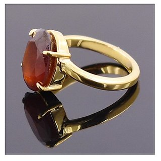                       Hessonite Natural & Unheated Stone  8 Ratti Hessonite Gold Plated Ring by CEYLONMINE                                              