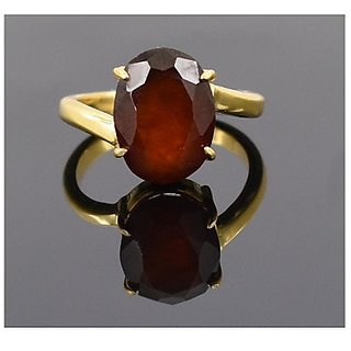                       Hessonite Ring with 100% Original Lab Certified Stone 12.5 Ratti Gold Plated Ring by CEYLONMINE                                              