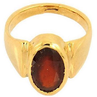                      Natural Hessonite Stone Lab Certified Gold Plated 12.25 Carat Adjustable Ring BY CEYLONMINE                                              
