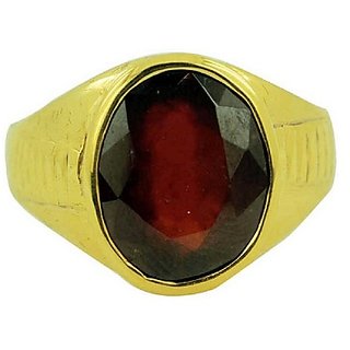                       Hessonite Stone 8.25 Ratti Lab Certified Punchdhatu Gold Plated Ring By CEYLONMINE                                              