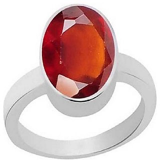                       Hessonite Natural & Unheated Stone  9.5 Ratti Silver Ring by CEYLONMINE                                              