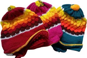 Kids Stylish Winter Cap/ Woollen Cap Handmade Pack Of 3