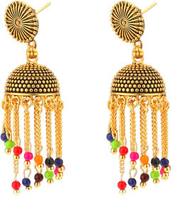 Gautam Oxidized Gold Fancy Party Wear Jhumki Earrings for Women (S)
