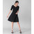Elizy Women Black V-Cut Plain Midi Hosery Dress