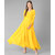 Elizy Women Yellow V-Neck Georgette Plain Maxi Dress