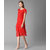 Elizy Women Red Plain Layered Georgette Midi Dress