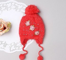 Kids Stylish Winter Cap/ Woollen Cap Red