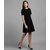 Elizy Women Black Plain Velvet Short Dress
