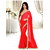 red marble designer saree with blouse piece motired