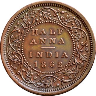 half anna 1862 unc copper calcutta mint rare half anna 1862 unc copper calcutta mint rare