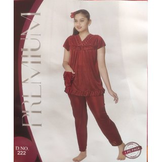                       Girl's Nigtwear set 2pc Top  Pajama Daily Satin Soft Lounge Set Bedroom dress gift night suit                                              