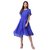 Elizy Women Royal Blue Plain Flair Georgatte Midi Dress