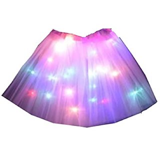 Skirt Led Light Pink Color Cosplay Dance Performance Fancy Dress Costume For Kids age 3-8 yrs