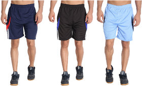 MRD RUNNING  SPORTS SHORTS COMBO WITH ZIPPER POCKETS (FREE SIZE WAIST 28 to 34 INCH) (PACK of 3)